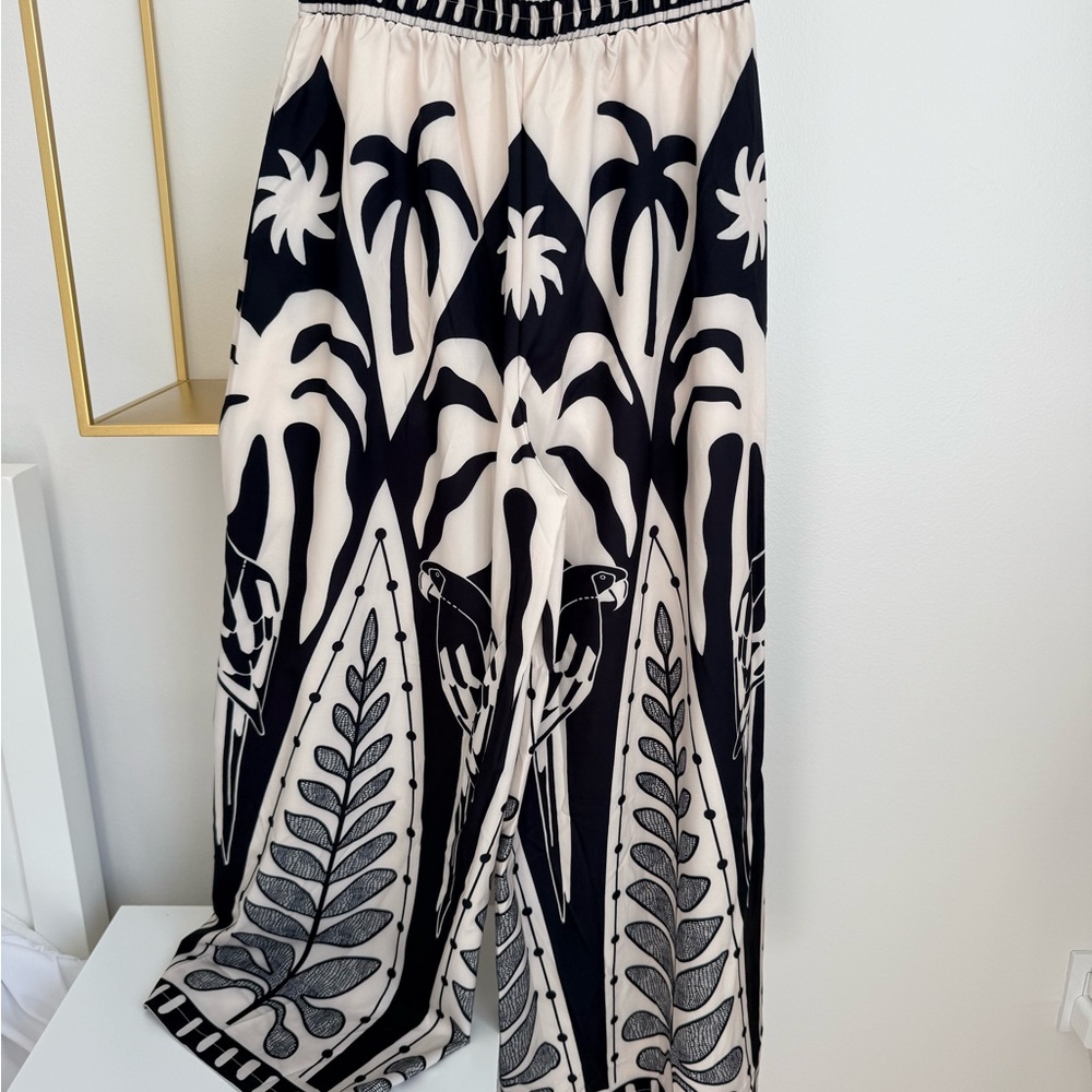 SHEIN Black and Cream Tropical Maxi Skirt